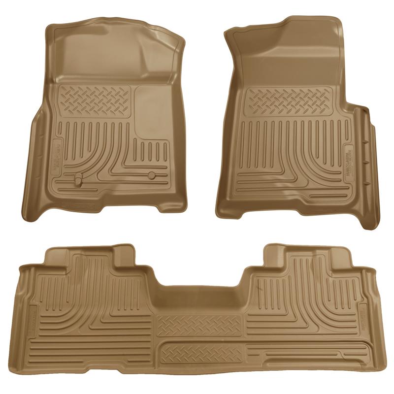 Ford F-150 Floor Liners - Front + Rear - Husky Liners - WeatherBeater - Tan - `09-`12